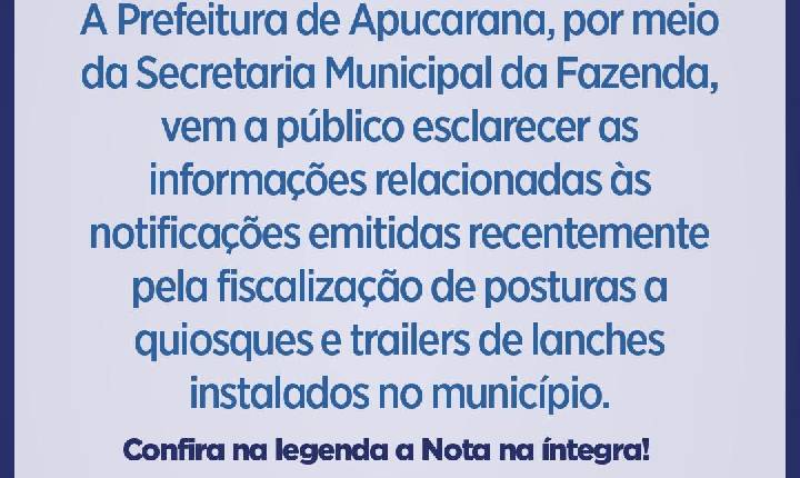 NOTA DE ESCLARECIMENTO PREFEITURA DE APUCARANA