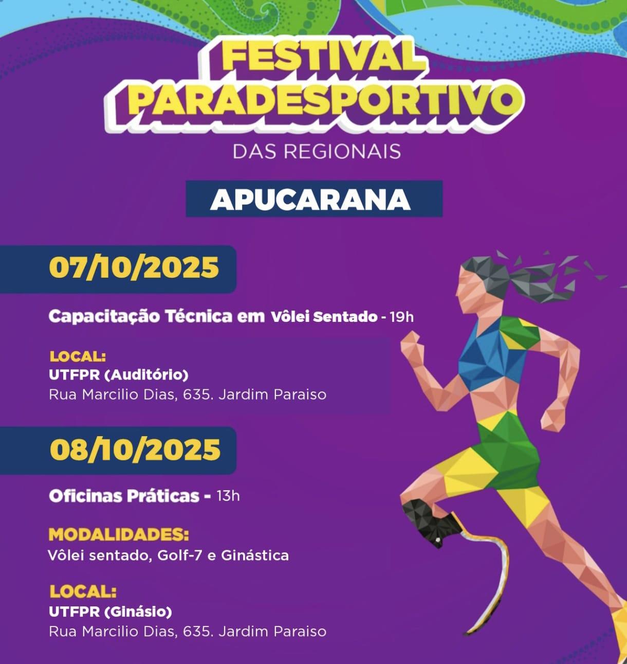 Apucarana sedia o Festival Paradesportivo das Regionais