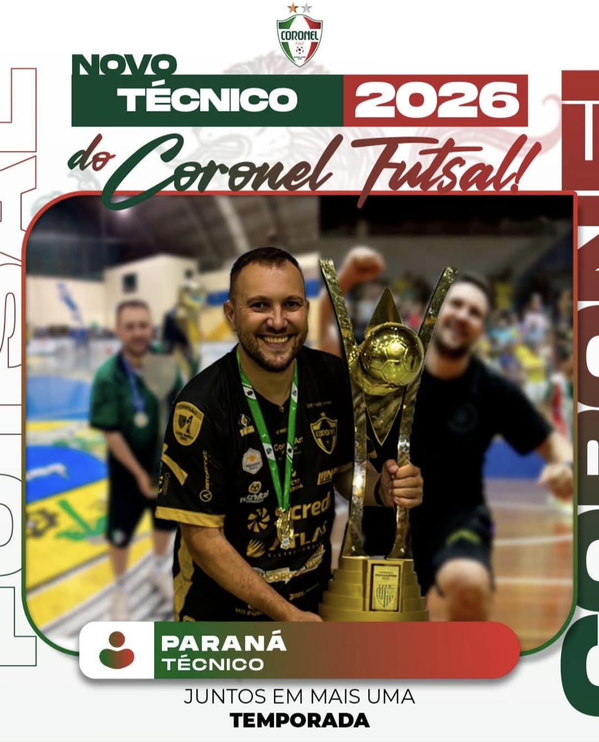 Técnico Cleber Paraná retorna ao Coronel Futsal